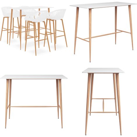 5-tlg. Bar-Set Weiß - Bar Set - Bar Tisch - Barhocker - Küchenstuhl - Wohnzimmer Dekoration - Home & Living (1/5)