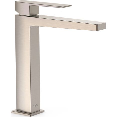 TRES 20210303AC SLIM Grifo Monomando Caño Alto para Lavabo Color Acero - ref: 20210303AC