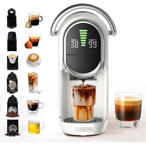 Machine à café à capsules MK-609S 6 en 1 avec soupape de pression automatique, contrôle de la température et de la quantité de café 6 adaptateurs pour capsules, thé en feuilles et café moulu (1/5)