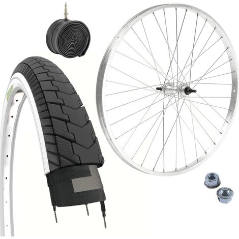 RUOTA ANTERIORE 24X 1.75 + COPERTONE BIANCONERO +CAMERA CERCHIO CITYBIKE BICI (1/2)
