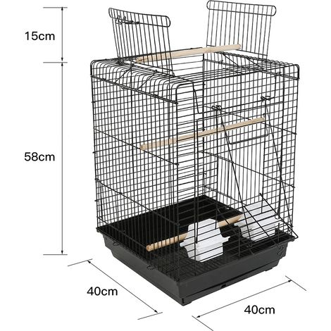SiFree®Cage pour Canaris et Petits Oiseaux Exotiques Giusy Cage Rectangulaire pour Oiseaux, Avec Toit Ouvrable (1/4)