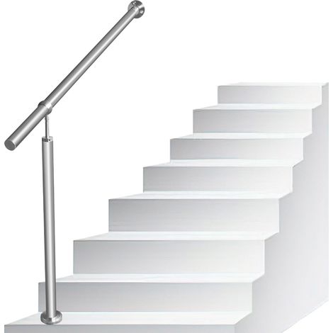 Wolketon Barandilla de entrada de acero inoxidable pasamanos para escaleras ángulo de montaje ajustable incluye material de montaje para interior 100 cm