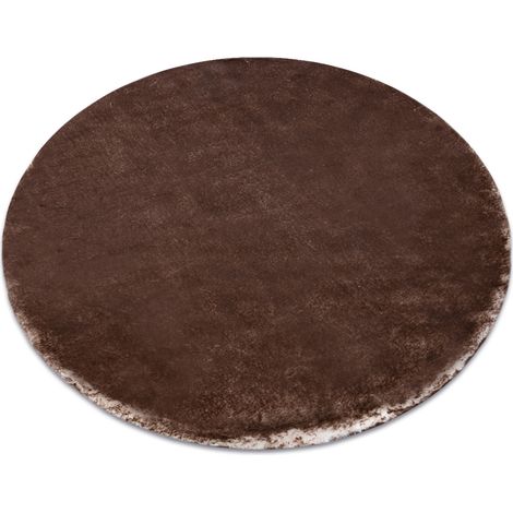 Tapis de lavage moderne LAPIN circle shaggy, antidérapant ivoire / Chocolat brown cercle 120 cm