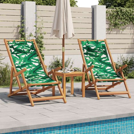 Maison Exclusive - Strandstühle 2 Stk. Klappbar Blattmuster Stoff
