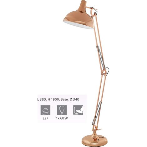 Piantana Snodabile Borgillio 1 x 60W E27 Rame (1/5)