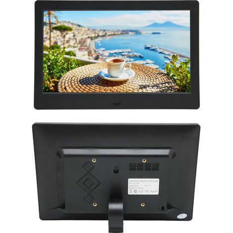 Cadre Photo Numérique Intelligent 10,1 Pouces HD 1024x600 avec Télécommande, Cadre Digital LCD pour Salon, Noir, Alimentation 110‑240V Prise EU (1/5)