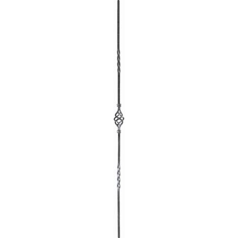 Barreau semi torsadé avec vrille au centre - H900mm L50mm carré de 12mm - Fer forgé - À souder - DECO FER FORGE