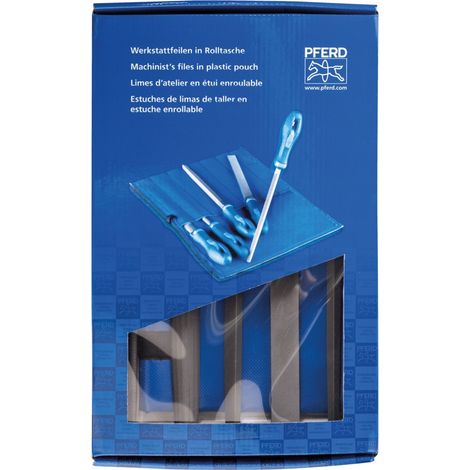 PFERD TOOLS Werkstattfeilen-Set WRU 5-tlg. in Rolltasche 200mm Hieb 2 universell zum Schruppen und Schlichten