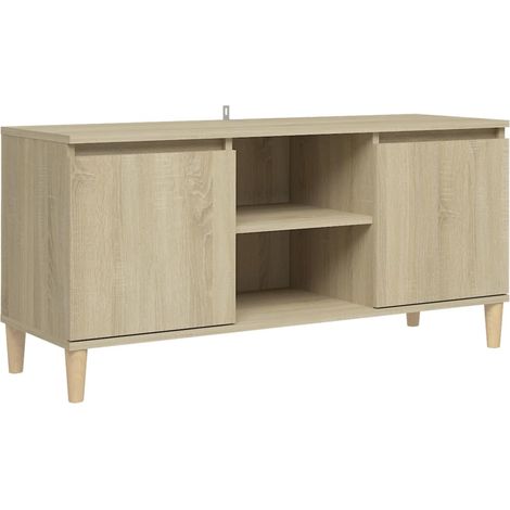 Porta TV multimediale scaffale per televisione televisore buffet sala da pranzo soggiorno camera da letto con gambe in legno massiccio rovere Sonoma 103,5 x 35 x 50 cm marrone 020026853