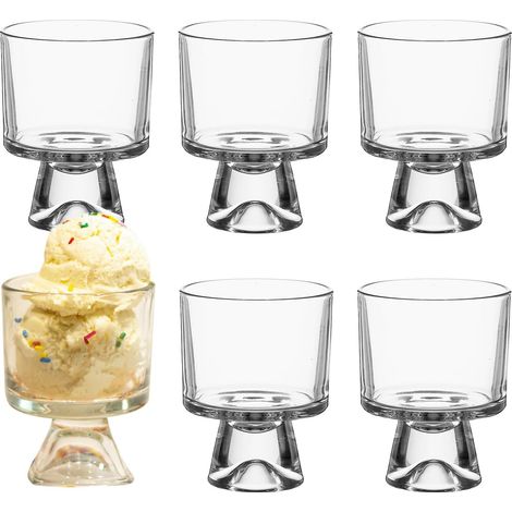 Ensemble de 6 coupes à trifle en verre de 240 ml, bols de service avec support pour salade de fruits, desserts et coupes à dessert transparentes pour pudding, parfait et sundae. (1/5)