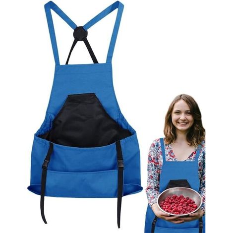 Crossover Back Gardening Apron, Garden Picking Apron, Farm Clothing Fruit, with Large Capacity Pockets, Sturdy, Adjustable, Ideal for Women and Men (1/4)