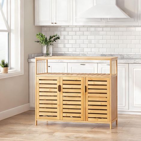 Buffet bois naturel en bambou 100 x 35 x 82 cm (1/5)