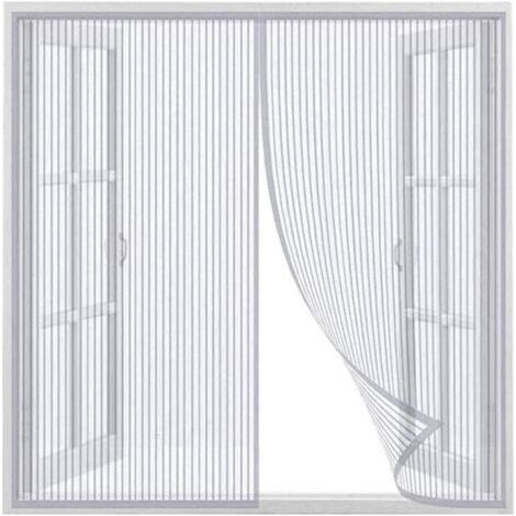 Magnetisches Fliegengitter-Fenster, Fliegengittervorhang für Tür, hält den Tür- und Fensterbereich atmungsaktiv, Weiß, 120x150cm
