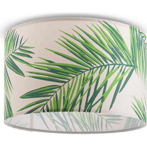 Paco Home Lampada A Plafone Sospensione Salotto Camera Da Letto Palme Verde Beige E27 Verde (Ø38cm), Plafoniera - Bianca