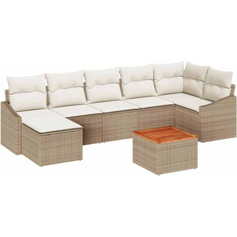 Maison Exclusive - Gartensofa-set mit Speicher 8 pcs Beige und Cr