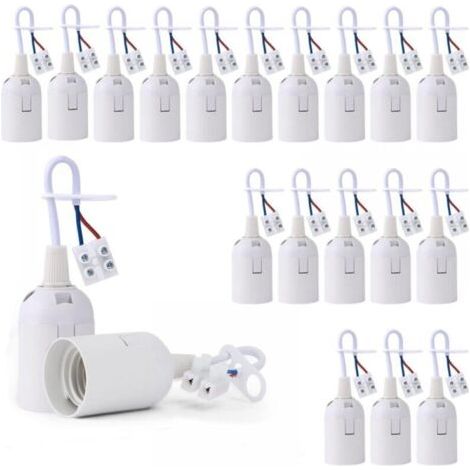 20 Pièces Douille de Lampe E27 Support Ampoule avec Testeur de Phase, Base de Lumière Douille de Suspension Douille de Chantier Rénovation Douille de Rechange Douille de Bâtiment avec Câ (1/5)