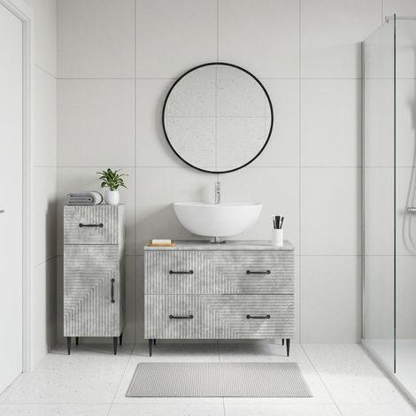 Beyamis Ensemble de 2 meubles de salle de bain  Gris béton (1/5)