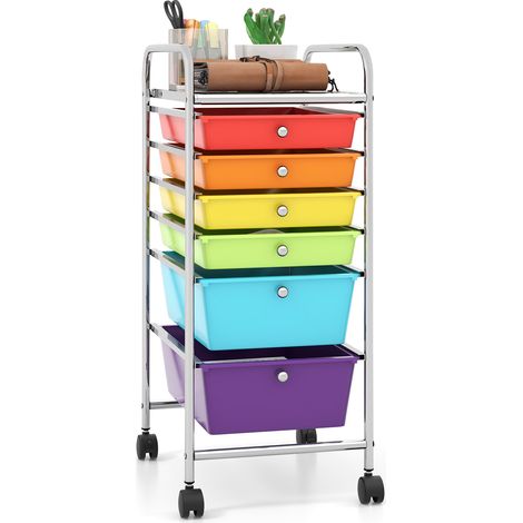 COSTWAY 6-Drawer Organizer Cart Mobile Rolling Utility Storage-Color (1/5)