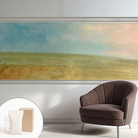 Papier peint intissé décoratif avec colle pour salon chambre et bureau Installation rapide Champs pastel 250x104 cm (1/5)