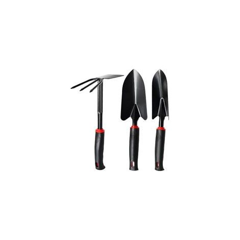 Outils de Jardinage 3 pièces avec poignée antidérapante – Kit Professionnel en Acier Inoxydable pour Plantation, Excavation et zonage (Pelle, transplantateur, houe Double) (1/5)