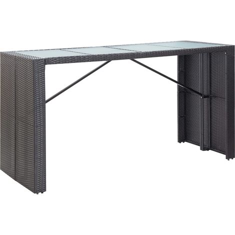 Ensemble de bar d'extérieur 9 pcs Mobilier de jardin Résine tressée Noir (1/5)
