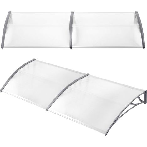Naizy – Marquise 200 x 100 cm auvent pour porte d'entrée – Protection anti UV – Toit en polycarbonate transparent – Supports en aluminium noir