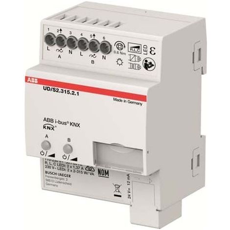 VARIATEUR LED KNX 2 X 315 W/VA, B - SYSTÈME DE BUS D'ACTIONNEUR DE VARIATION UD/S2.315.2.1 ABB STOTZ S&J 2CKA006197A0053