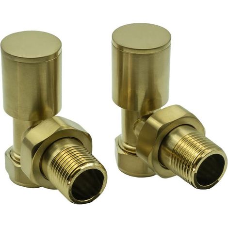 Reina Portland Angled Radiator Valves Pair 15mm - Brushed Brass