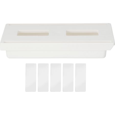 boîte de rangement-Organisateur de Bureau avec Rangement Sous Tableau - Mini Boîtes de Stockage avec Fermeture Invisible pour Accessoires et Petits Objets - 1 Boîte + 1 Couvercle + 5 Adhésifs (1/4)