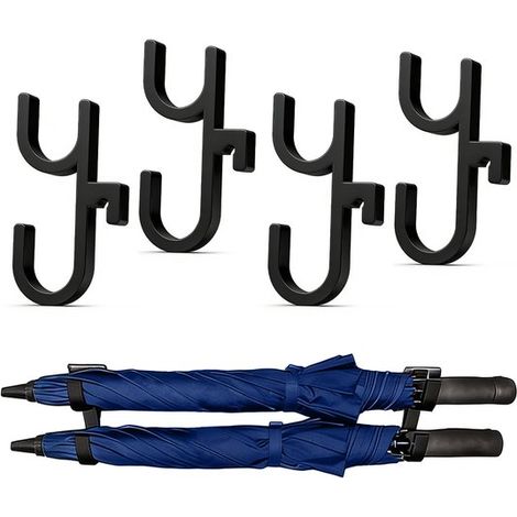 4 ganchos para paraguas de coche, sistema universal de doble colgado sin taladrar para maleteros de sedanes y SUV. (1/5)