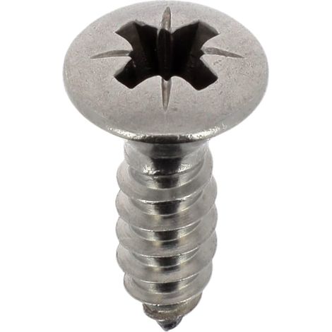 Vis à Tôle - Tête Fraisée Bombée Pozidrive - Inox - Standard DIN 7983 - Fixation Carrosserie - Réf. 7100 - Sachet de 15 (1/4)