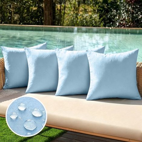 Set di 4 fodere impermeabili per cuscini da esterno，realizzate in finta poliestere e lino，federe decorative per giardino，blu royal，3050 cm (1/5)