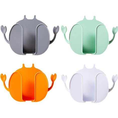 Ensemble de 4 supports muraux pour téléphone portable, support mural adhésif 3M pour chargeur de téléphone portable, boîte de rang (1/5)