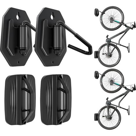 Support Vélo Réglable, Charge jusqu'à 30 kg, 2 Pièce Support Mural Vélo Gain de Place, Support Pivotant pour Garage, Crochet Robuste, Noir (1/5)