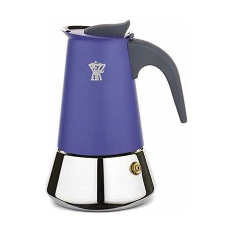 Cafetiere italienne - PEZZETTI - STEELEXPRESS - Acier inoxydable - 10 tasses - Tous feux dont induction - Bleu Indigo