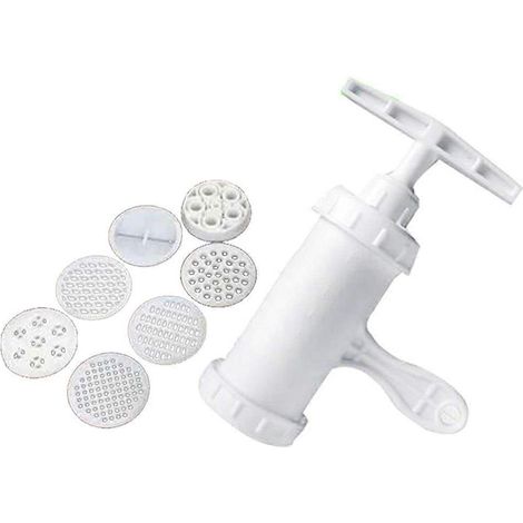 Mini machine à pâtes manuelle pour la maison (presse à pâtes + 7 moules blancs)-White