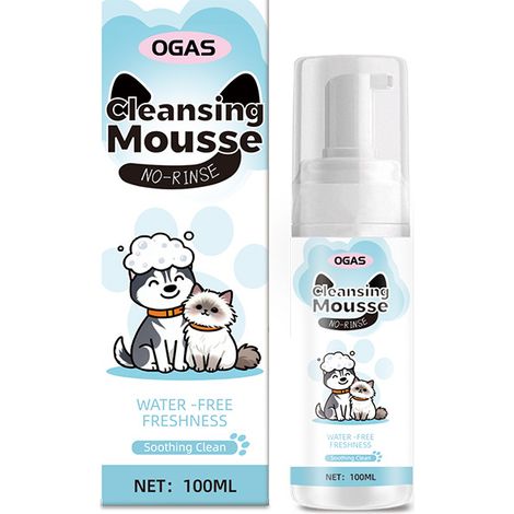 OGAS Pet Reinigungsmousse ohne Ausspülen: Desodoriert und reinigt das Fell, praktischer Schaummousse ohne Ausspülen, reizt die Haut nicht. (1/5)