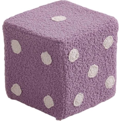 Pouf ottoman confortable en laine d'agneau, motif à dés cubiques, pour canapé, chambre moderne, chaise de dortoir, violet (1/4)