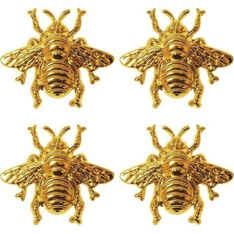 (Goldener) Schubladengriff – Goldener Bienengriff – 4er-Set – Zinklegierung – Schrauben inklusive (1/4)
