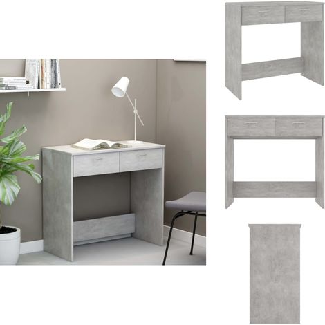 Bureau Gris béton 80x40x75 cm Bois d’ingénierie - Bureau Design - Bureau Gris - Bureau Compact - Bureau Enfant - Bureau Étudiant (1/5)