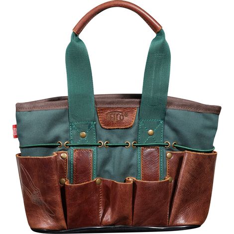 FELCO 482 MINI SAC DE JARDIN - VERT & CUIR DE QUALITÉ SUPÉRIEURE 30 X 20 X 15 CM - RANGEMENT COMPACT ET ÉLÉGANT POUR OUTILS ET A (1/5)