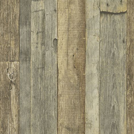 Papier peint intissé effet bois rustique – Tapisserie motif bois marron – Dimensions 10,05 x 0,53 m – Raccord sauté 80/40 cm – Bricoflor (1/5)