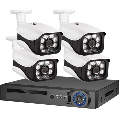 Système de caméra de sécurité à domicile Système de caméra de sécurité 4K Ultra HD 8MP Kit POE NVR Street CCTV Bullet IP Ensemble de surveillance vidéo à domicile en plein air ( Size : None , Color : (1/5)