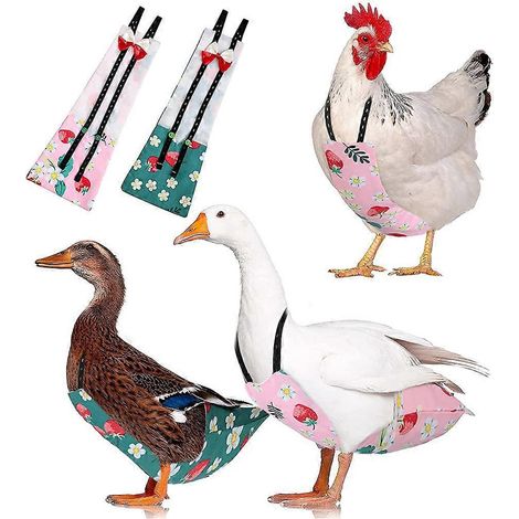Couches réutilisables pour poules et canards, 3 tailles - L - Rose fraise (1/4)