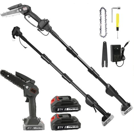 Tronçonneuse Électrique Sans Fil 3500W avec Perche Télescopique 2,25 m – Scie à Branches Hautes pour Élagage et Taille de Jardin, Outil avec Perche d’Extension, 2 Batteries Incluses (1/5)