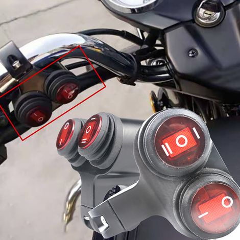 (Exclusivité Asie du Sud-Est) Interrupteur de guidon de moto en alliage d'aluminium avec double clignotant, interrupteur étanche modifié et voyant lumineux. (1/5)