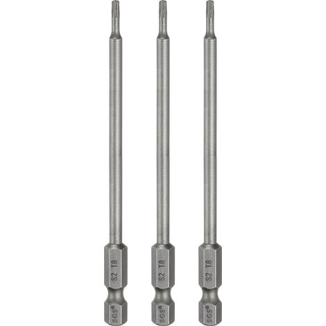 3 Pièces Embout Tournevis T8 Torx Longueur 100mm (4") Acier S2 (1/5)