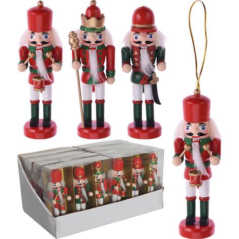 Figurine Casse-Noisette En Bois 4x3x12,5cm, Set De 3 Pieces (1/3)