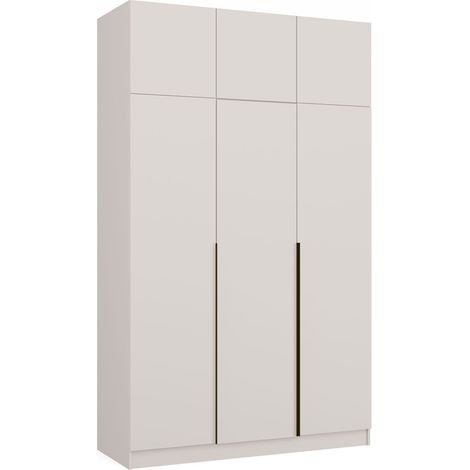Senso 3D - Armario alto con módulo superior, tiradores negros - Puertas, estantes - 150x250x56,5 cm - Beige cachemir (1/5)