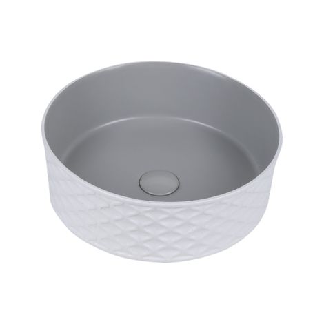 Vasque à poser ronde -38 cm -Gris et blanc grainé -LUCIA (1/4)